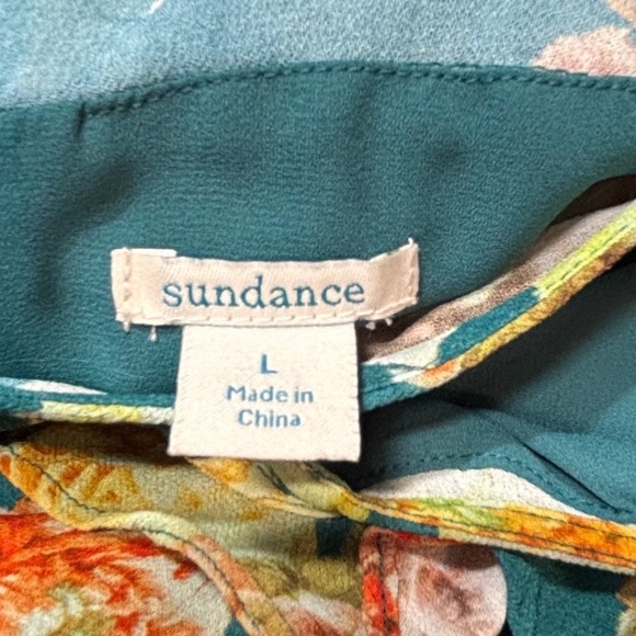 Sundance Womens Dress Size Large Faye Floral Sleeveless Ruffle Midi Teal Green - Picture 3 of 5